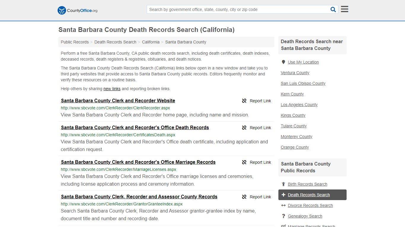 Death Records Search - Santa Barbara County, CA (Death ...